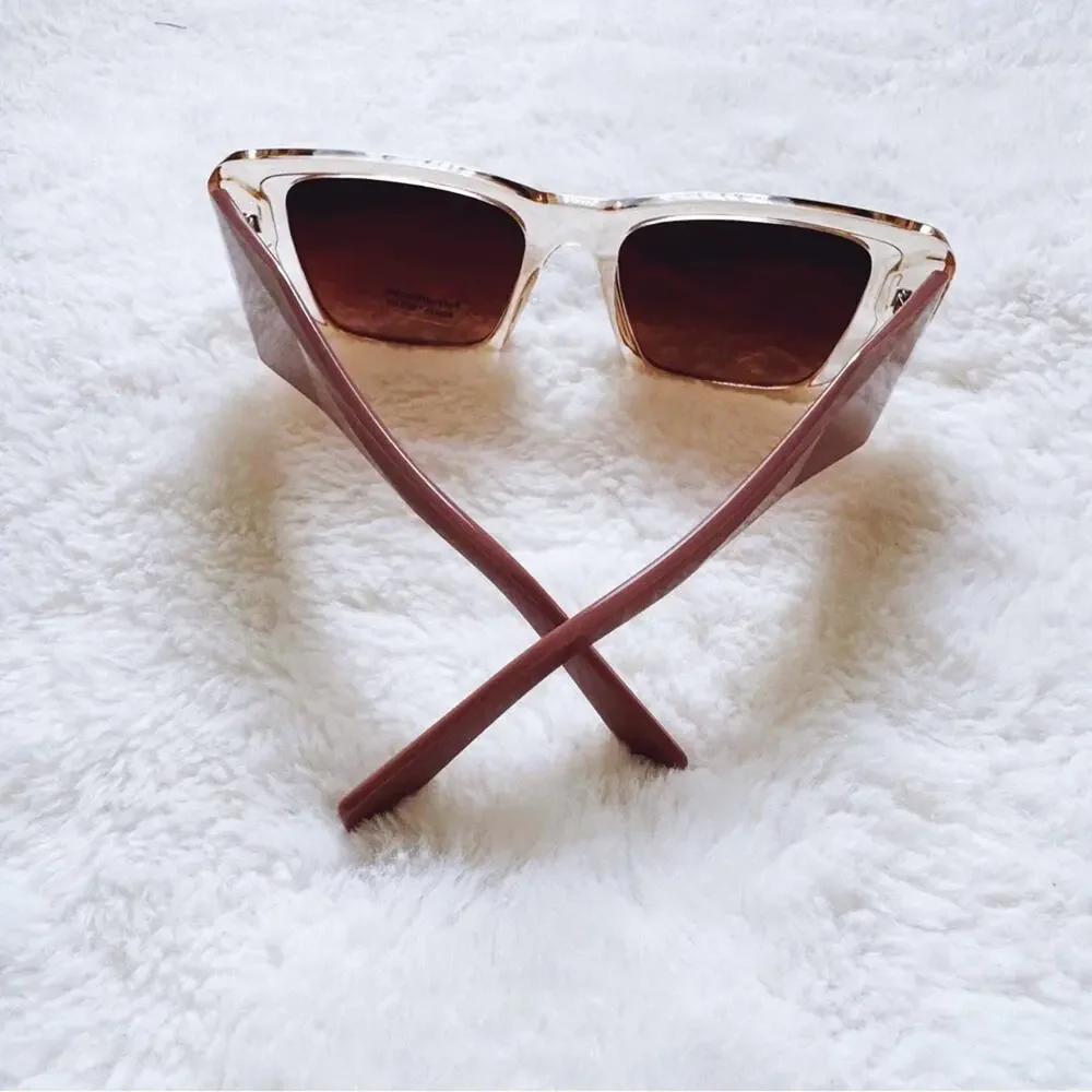 Lily Clear Mauve Rectangular Sunglasses